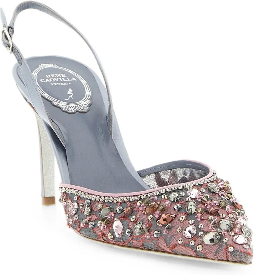 René Caovilla Cinderella slingback pumps verfraaid met kristallen Roze