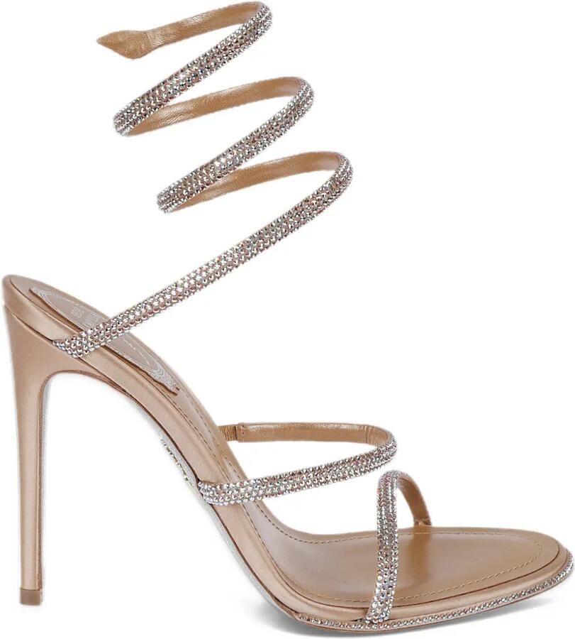 René Caovilla Cleo crystal-embellished sandals Beige