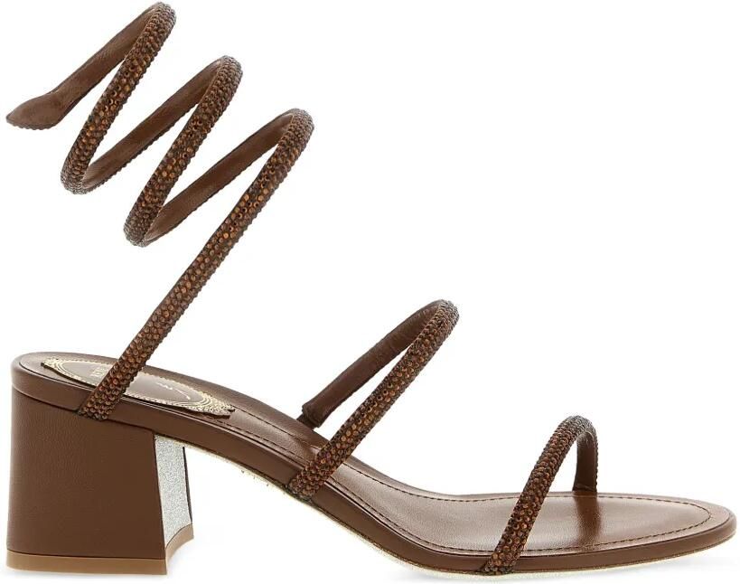René Caovilla Cleo leren sandalen met bandje Bruin