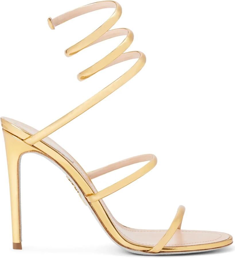 René Caovilla Cleo metallic donkergouden kalfsleren sandalen