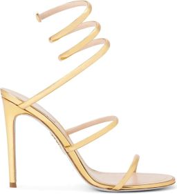 René Caovilla Cleo metallic donkergouden kalfsleren sandalen