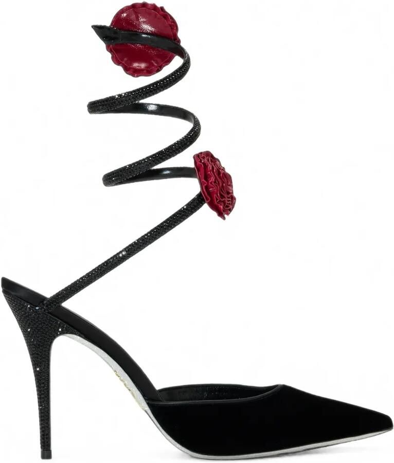 René Caovilla Cleo pumps verfraaid met bloemen Zwart