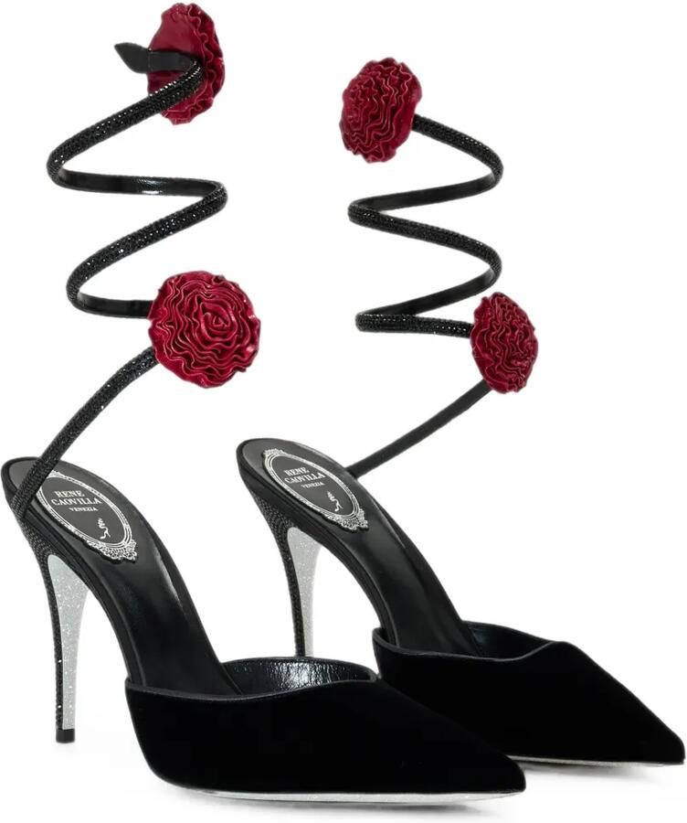 René Caovilla Cleo pumps verfraaid met bloemen Zwart - Foto 2