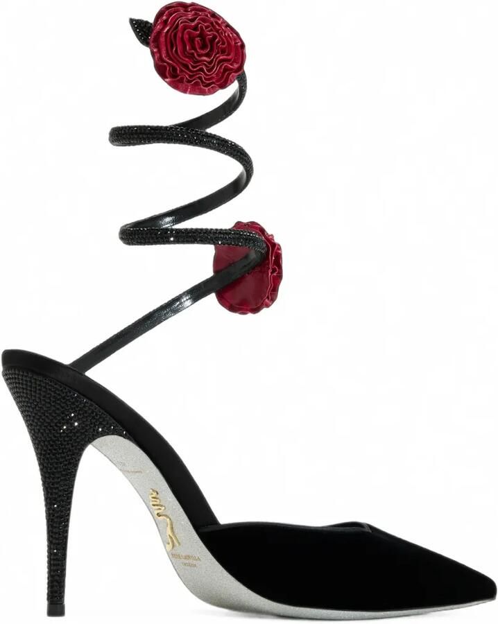 René Caovilla Cleo pumps verfraaid met bloemen Zwart - Foto 3