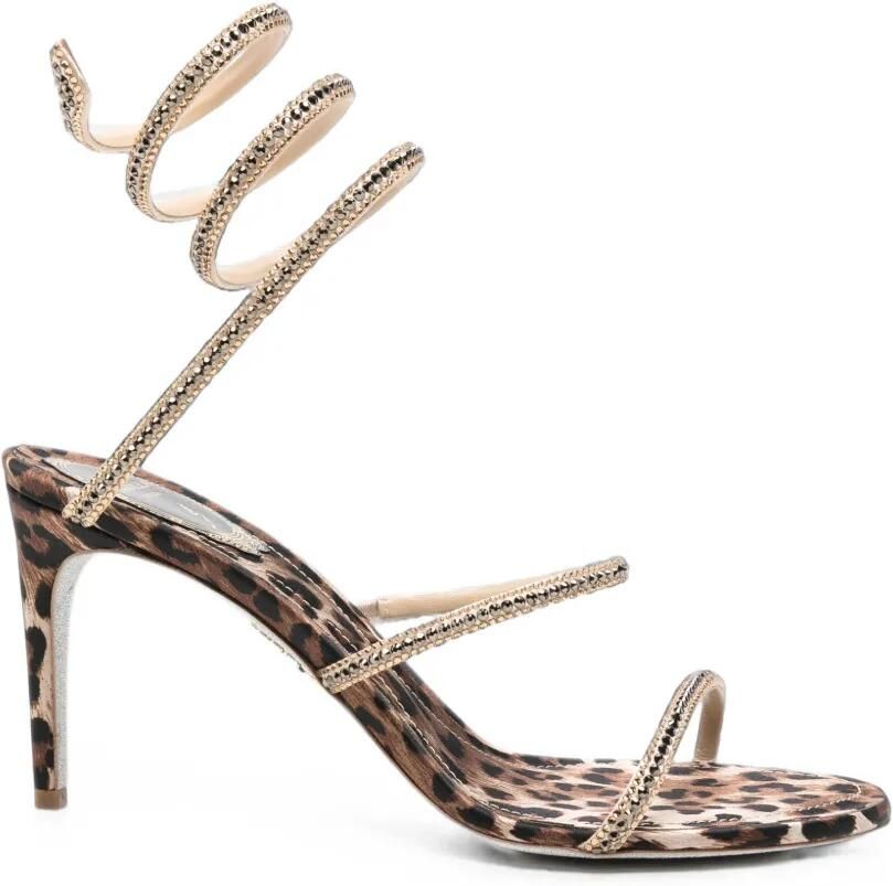 René Caovilla Cleo sandalen met luipaard-print Bruin