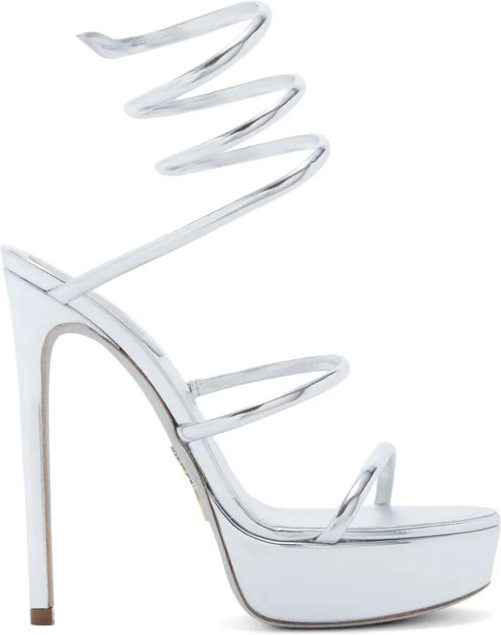 René Caovilla Cleo sandalen met plateauzool Zilver