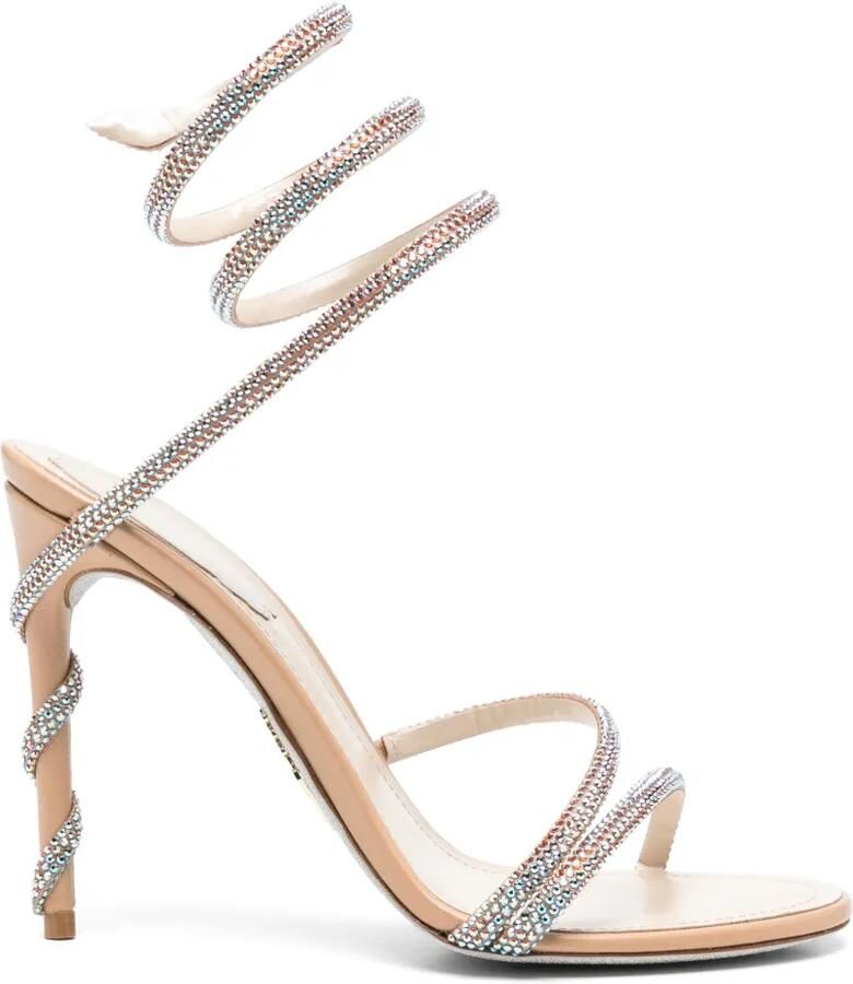 René Caovilla Cleo sandalen verfraaid met kristallen Beige