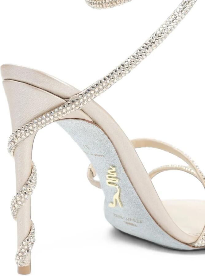 René Caovilla Cleo sandalen verfraaid met kristallen Beige