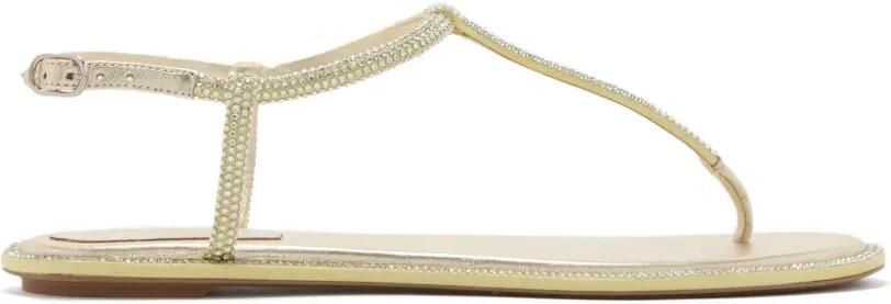 René Caovilla Diana leren sandalen met kristallen Goud