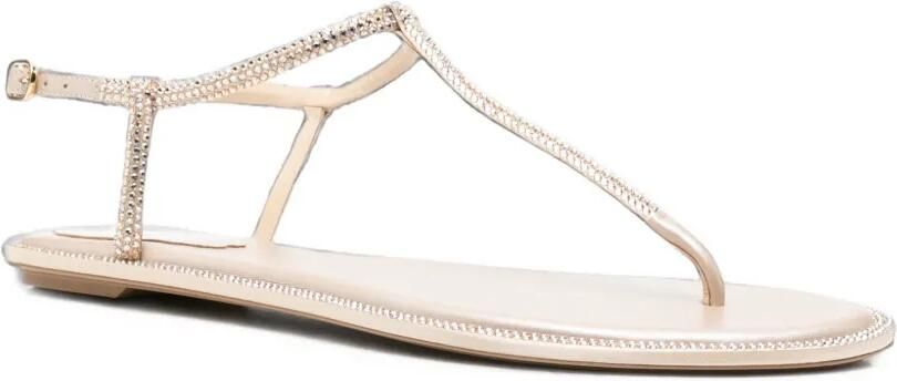 René Caovilla Diana sandalen met T-bandje verfraaid met kristallen Beige - Foto 3