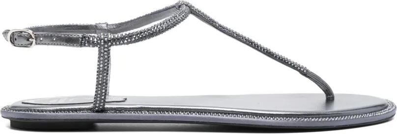 René Caovilla Diana verfraaide sandalen met T-bandje Zilver