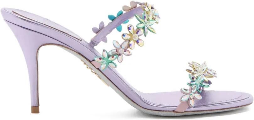 René Caovilla Eva sandalen met bloemendetail en hak Paars