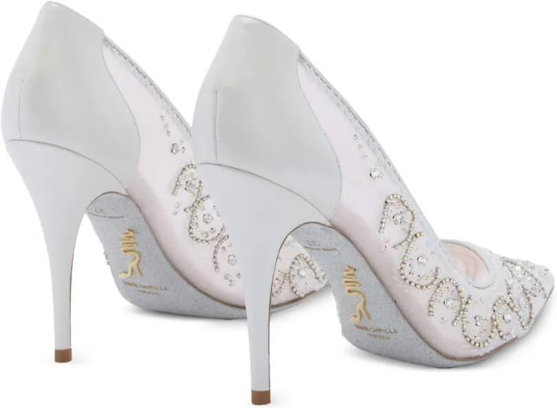 René Caovilla Jahanara mesh pumps verfraaid met kristallen Wit - Foto 4