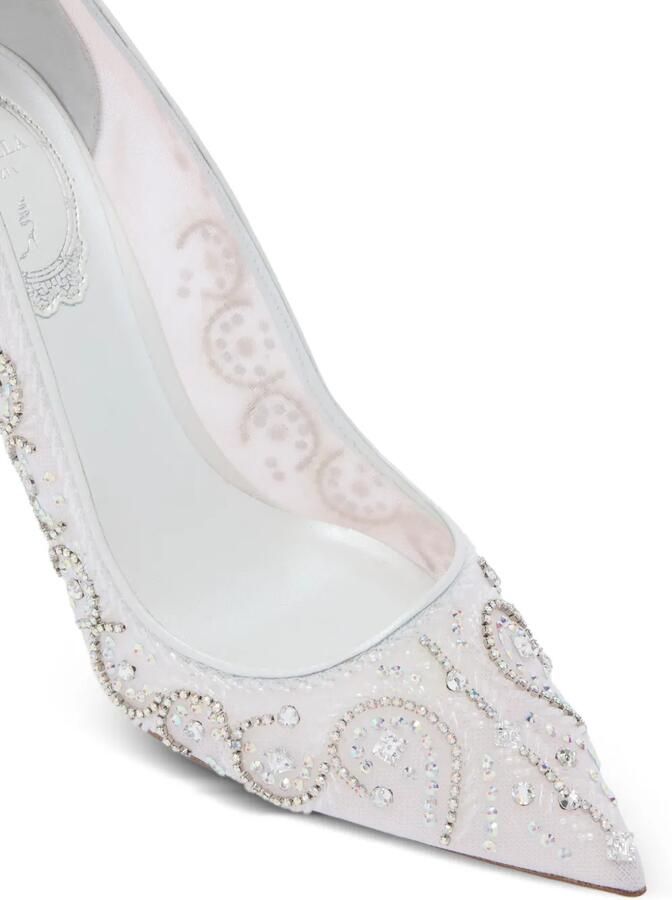 René Caovilla Jahanara mesh pumps verfraaid met kristallen Wit - Foto 2