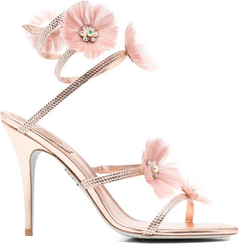 René Caovilla Jolene sandalen verfraaid met bloemen Roze