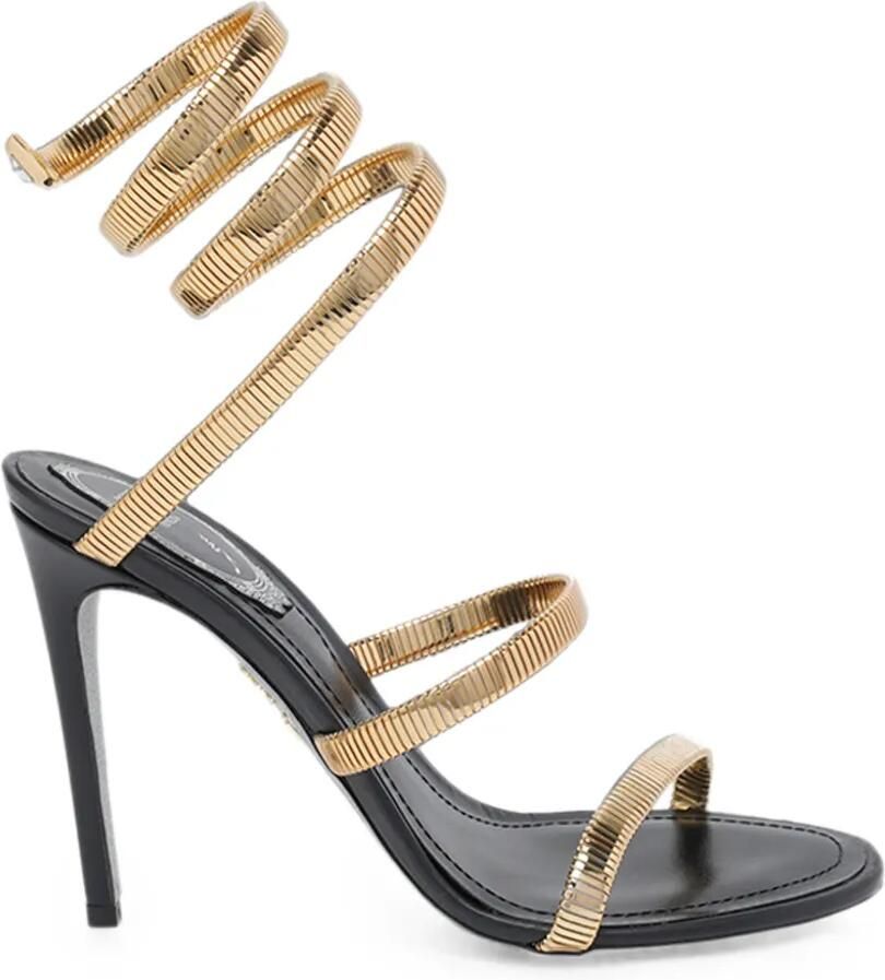René Caovilla Juniper sandalen met spiraalvormig bandje en hak Goud