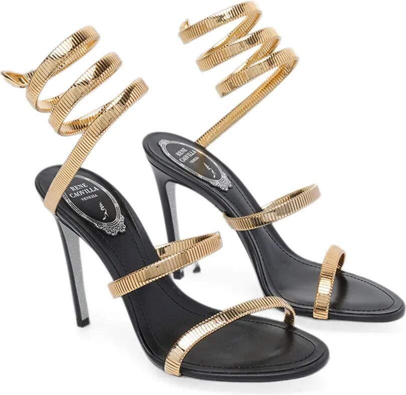 René Caovilla Juniper sandalen met spiraalvormig bandje en hak Goud - Foto 3