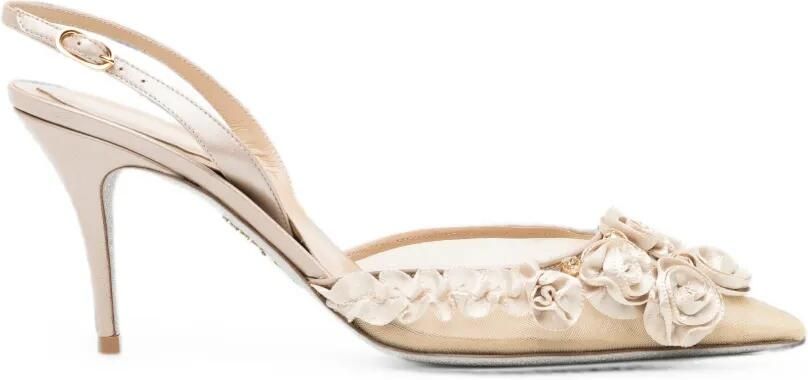 René Caovilla Rosalia pumps met bloemen-applicatie Beige