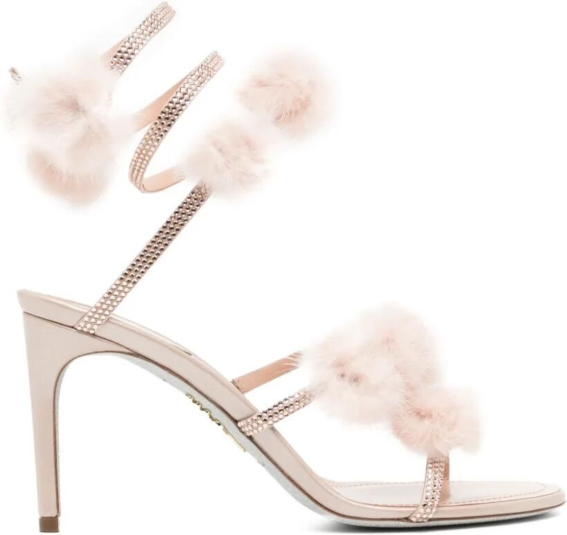 René Caovilla Rosalia sandalen met pompon Beige