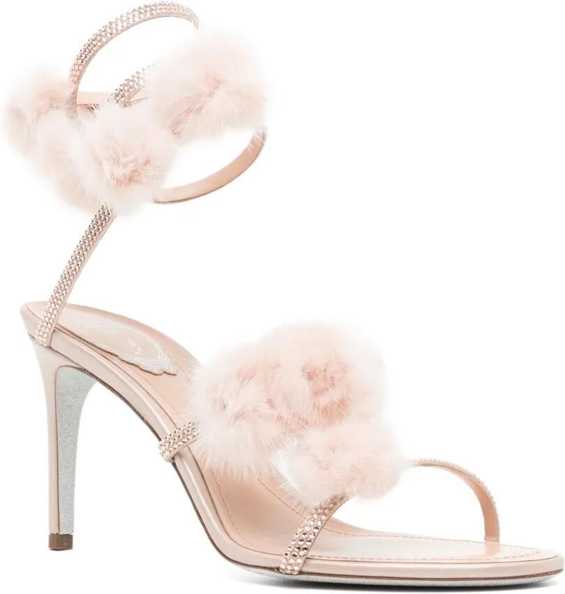 René Caovilla Rosalia sandalen met pompon Beige - Foto 3