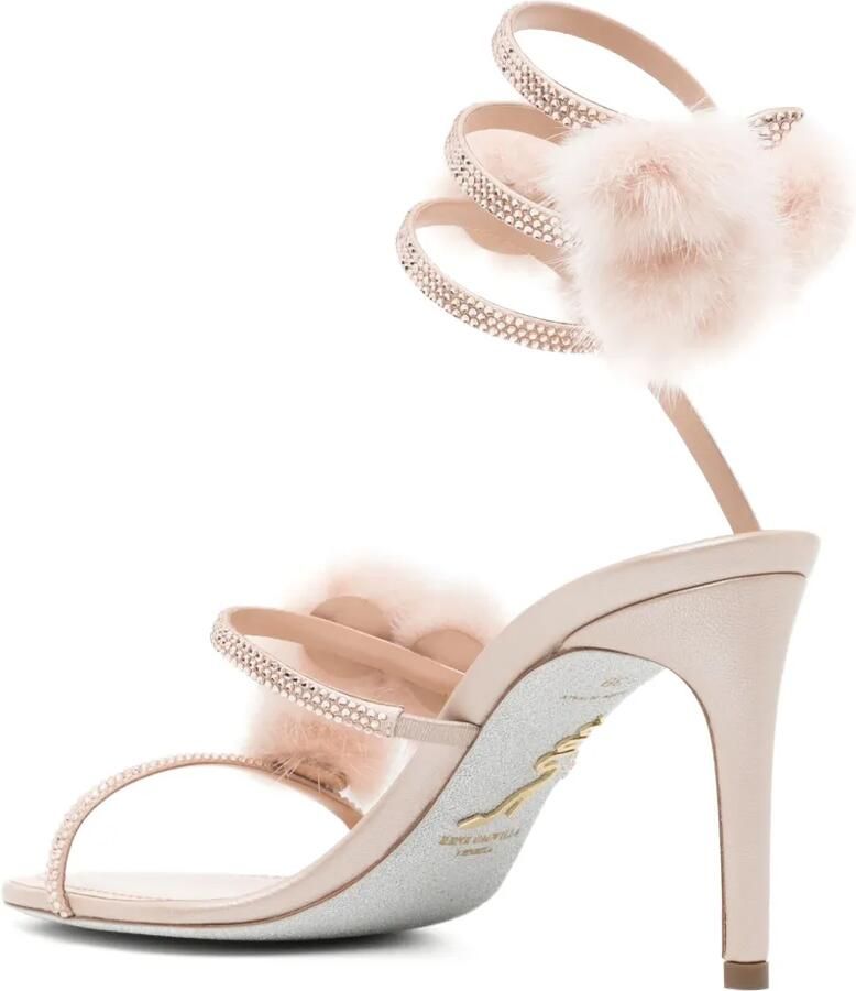 René Caovilla Rosalia sandalen met pompon Beige - Foto 2