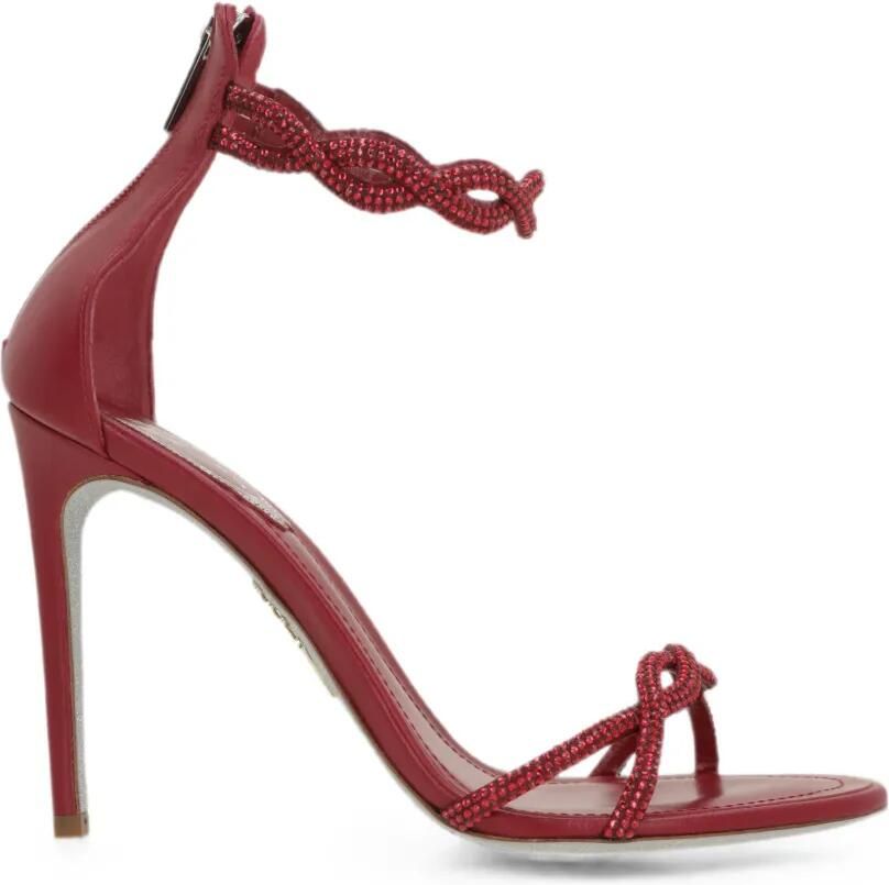 René Caovilla Sandalen met gevlochten hak Rood