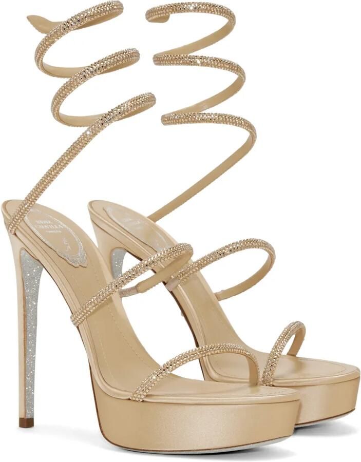 René Caovilla Sandalen met plateauzool verfraaid met kristallen Beige - Foto 2