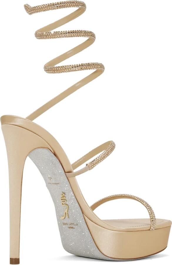René Caovilla Sandalen met plateauzool verfraaid met kristallen Beige - Foto 4