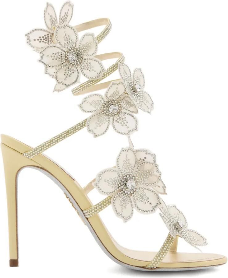 René Caovilla Sandalen verfraaid met bloemen Beige