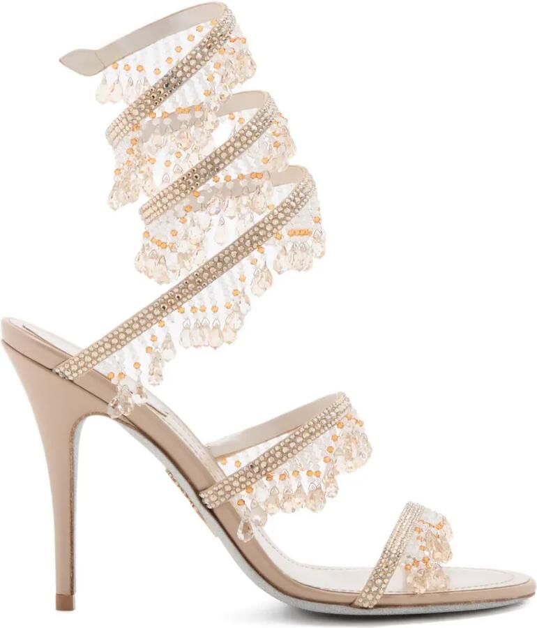 René Caovilla Sandalen verfraaid met kralen en bandjes Beige
