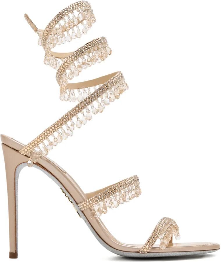 René Caovilla Sandalen verfraaid met kristal Beige