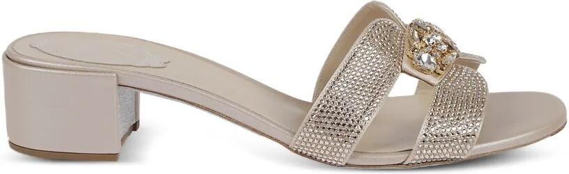 René Caovilla Sandalen verfraaid met kristallen Beige