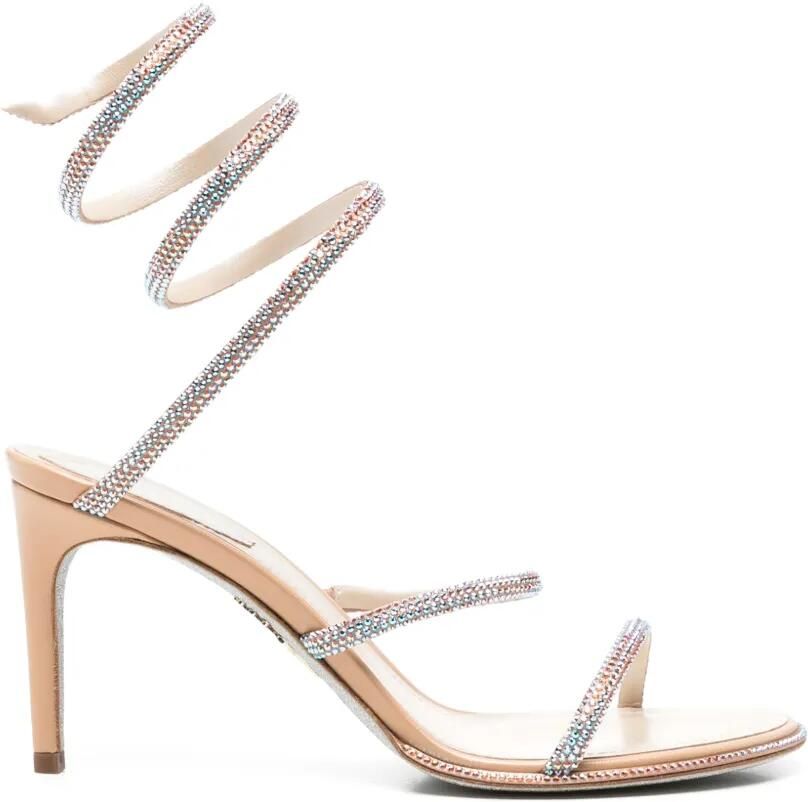 René Caovilla Sandalen verfraaid met kristallen Beige