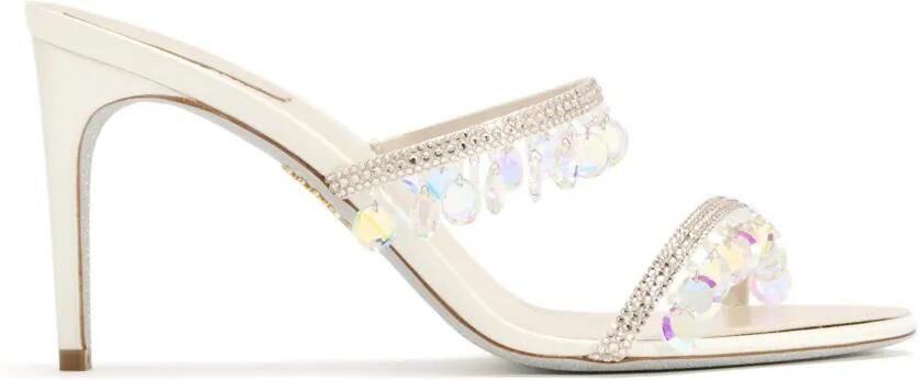 René Caovilla Sandalen verfraaid met kristallen en franje Beige