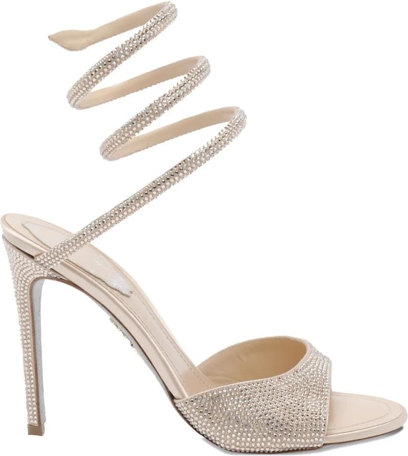 René Caovilla Sandalen verfraaid met kristallen Metallic