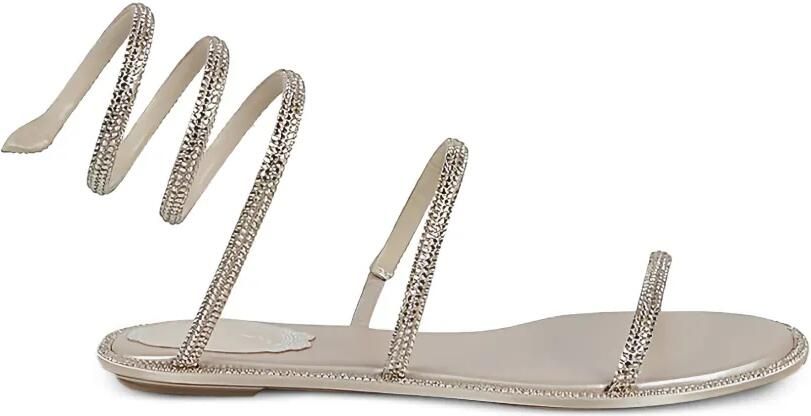 René Caovilla Sandalen verfraaid met stras Beige