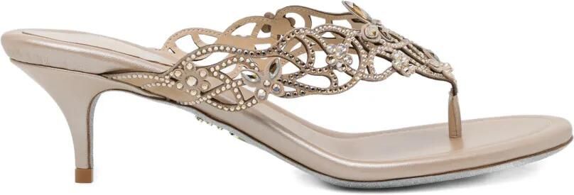 René Caovilla Satijnen sandalen Beige