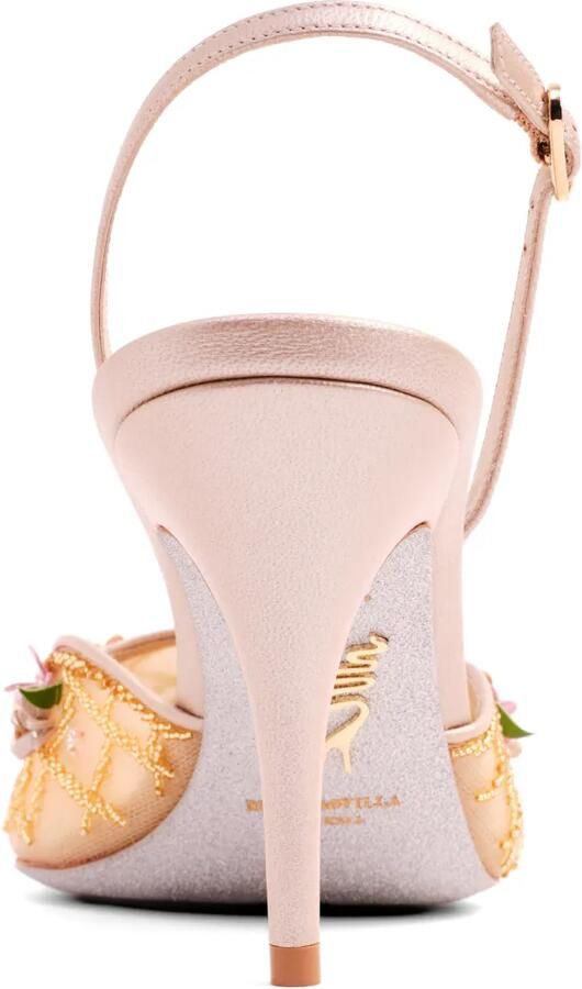 René Caovilla Slingback pumps verfraaid met bloemen Beige - Foto 2