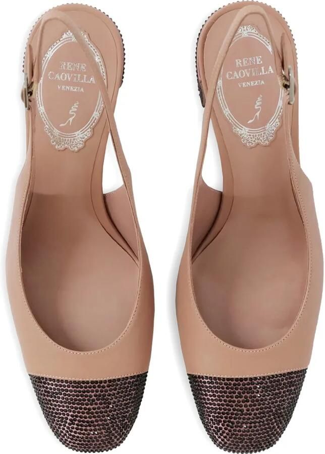 René Caovilla Slingback pumps verfraaid met stras Beige - Foto 5