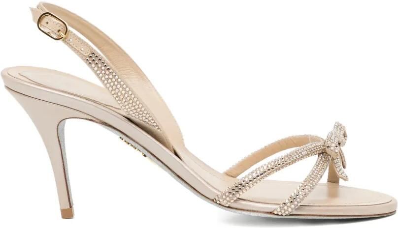 René Caovilla Slingback sandalen met vefraaide bandjes Beige
