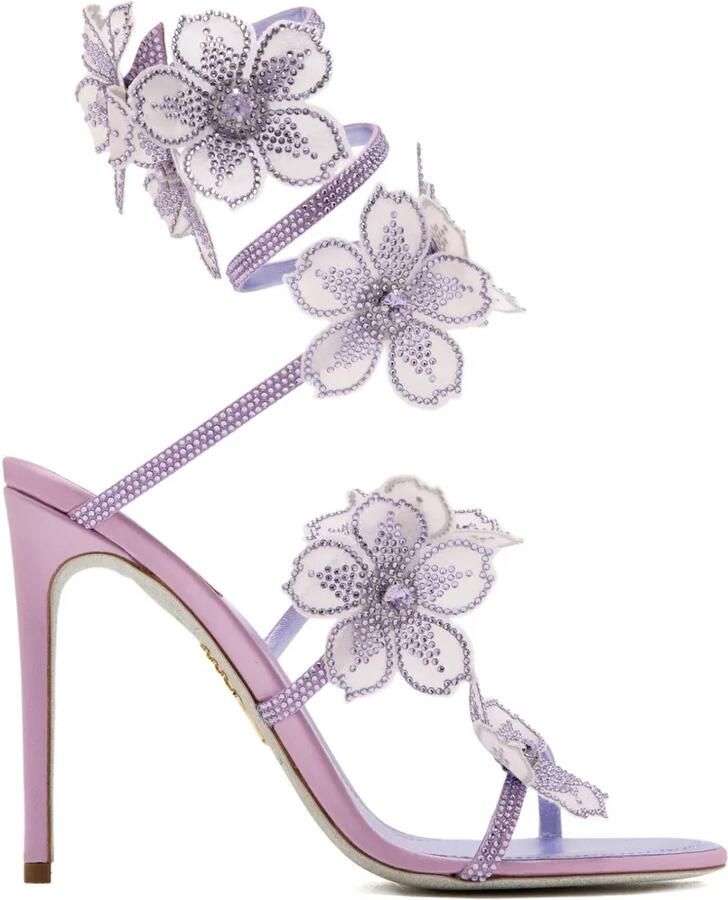 René Caovilla Slippers verfraaid met bloemen Paars