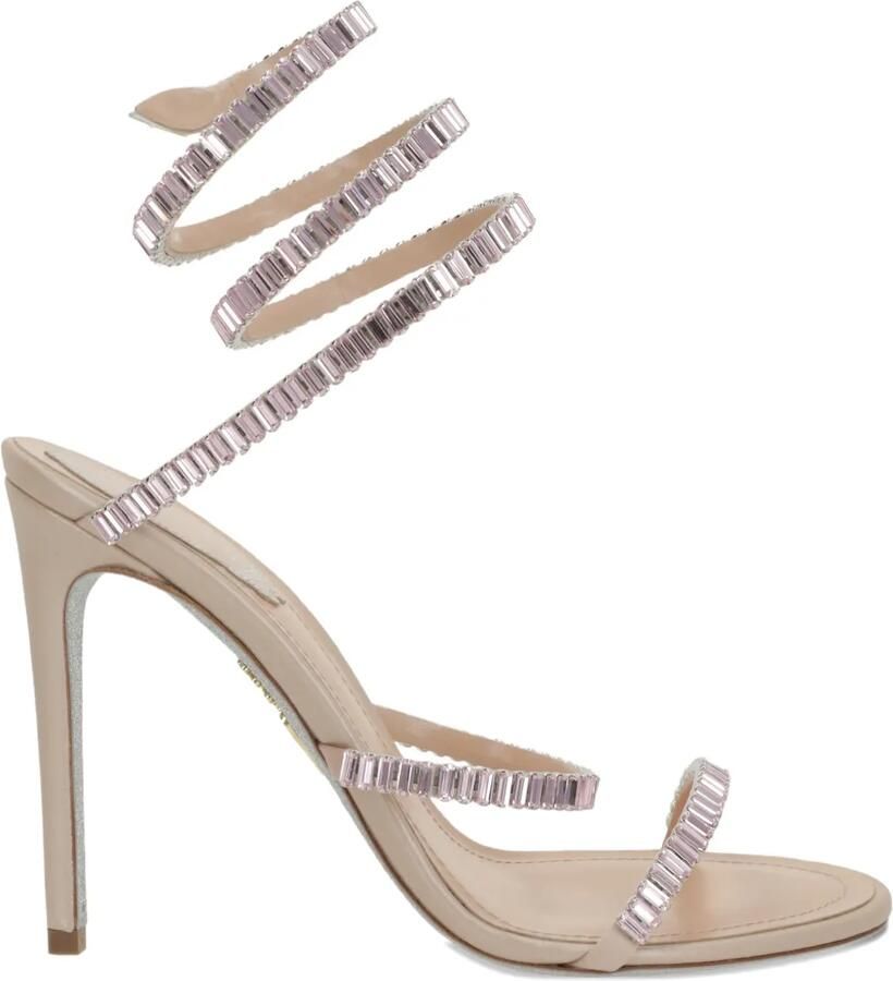 René Caovilla Spiral leren sandalen met kristallen Beige