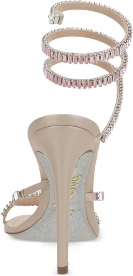 René Caovilla Spiral leren sandalen met kristallen Beige - Foto 4