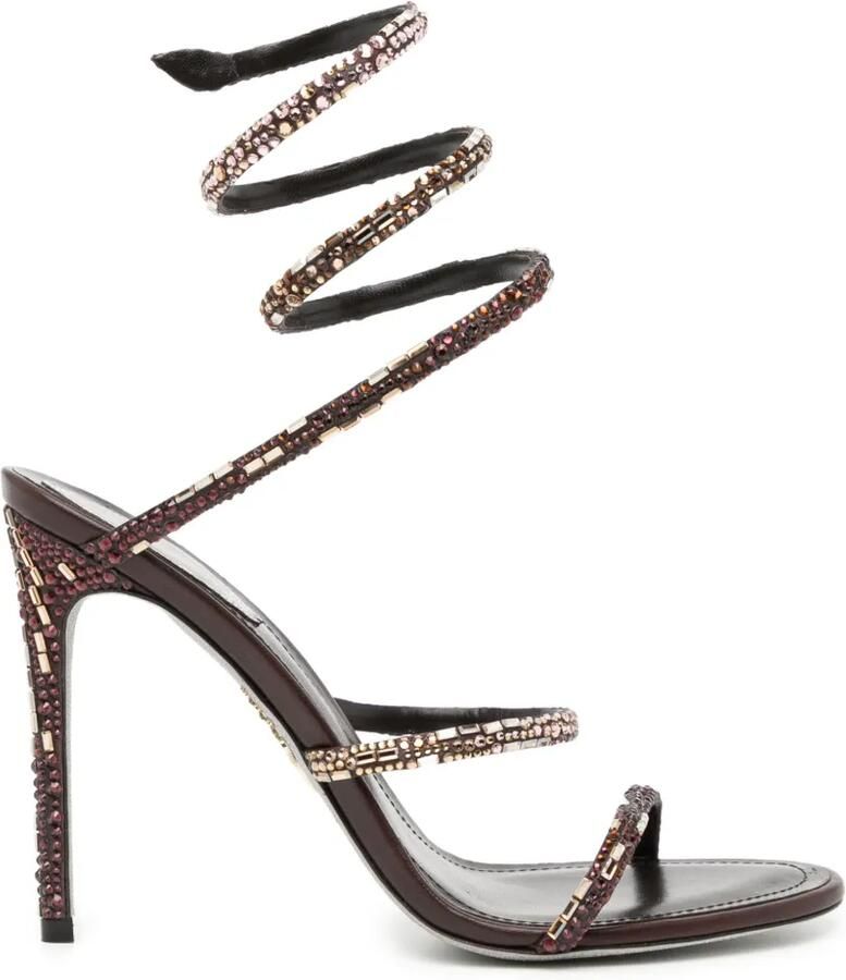 René Caovilla x Swarovski 105 mm Cleo sandalen Bruin