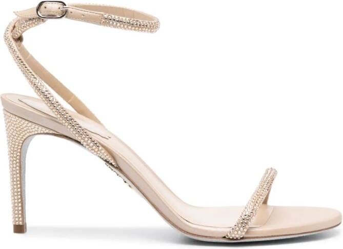 René Caovilla Sandalen verfraaid met kristal Beige