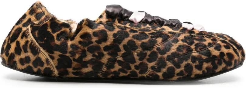 Repetto Ballerina's met luipaardprint en veters Bruin