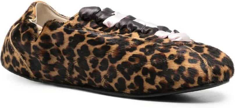 Repetto Ballerina's met luipaardprint en veters Bruin - Foto 4