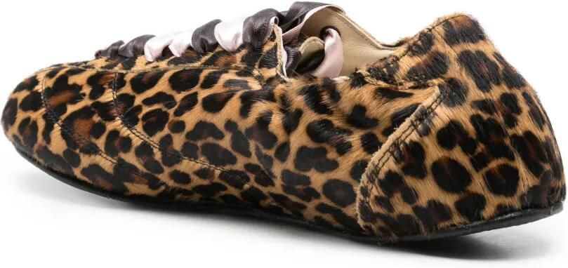 Repetto Ballerina's met luipaardprint en veters Bruin - Foto 3