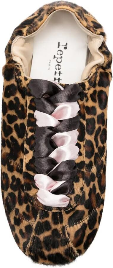 Repetto Ballerina's met luipaardprint en veters Bruin - Foto 2