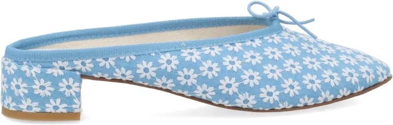 Repetto Camille muiltjes met bloemenprint en strikdetail Blauw